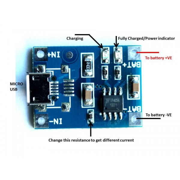 TP4056 - Micro USB 5V 1A Lithium Battery Charger Module ... ups battery wiring diagram two 